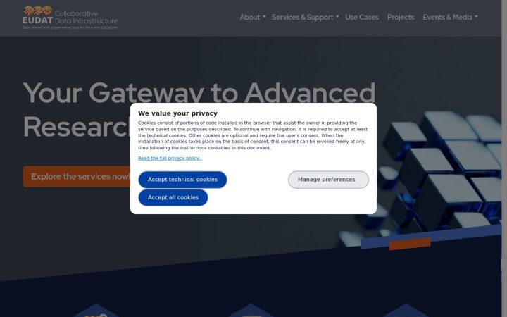 Screenshot of eudat.eu