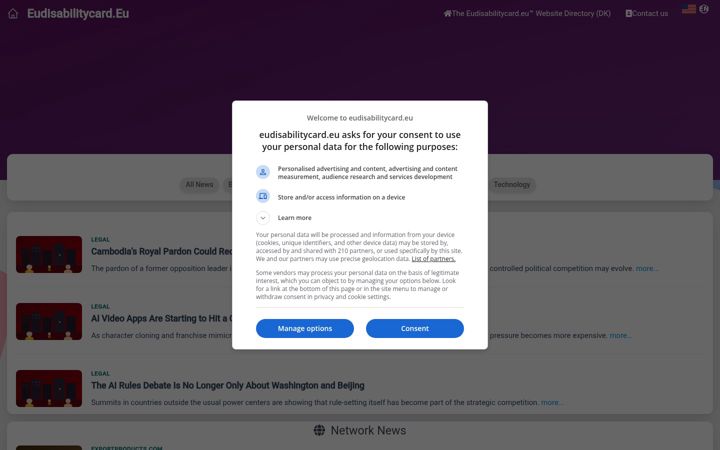 Screenshot of eudisabilitycard.eu