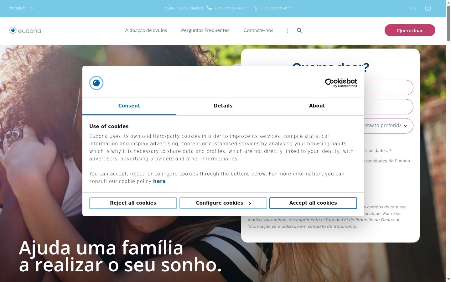 Kuvakaappaus suostumusbannerista, joka näytettiin ennen mitään vuorovaikutusta