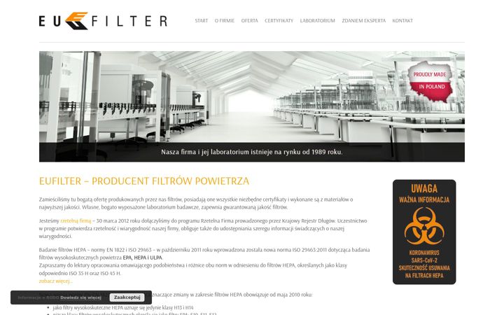Screenshot of eufilter.com.pl