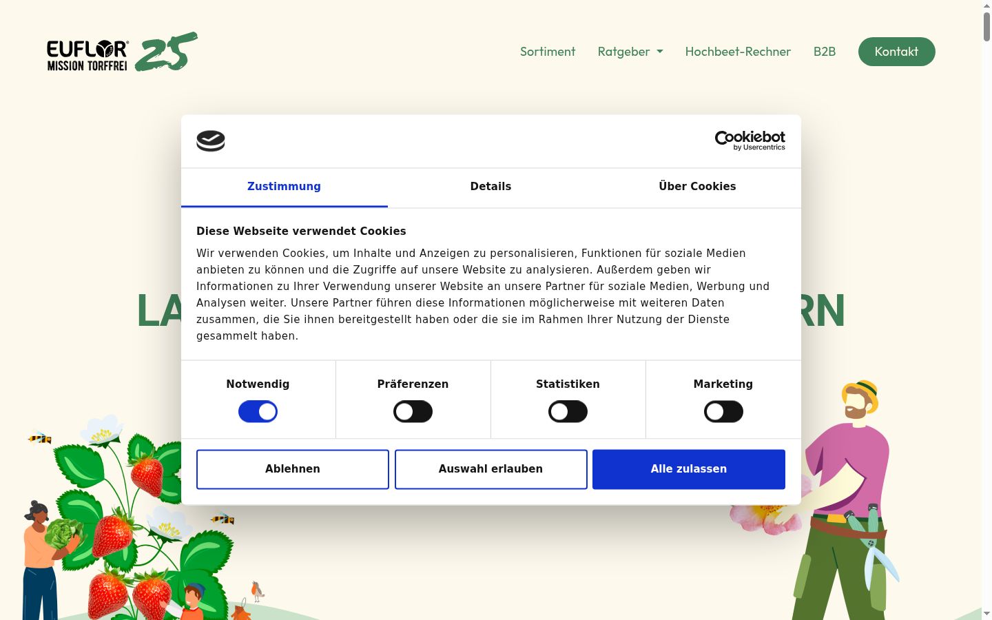 Képernyőkép a bármilyen interakció előtt megjelenő hozzájárulási bannerről
