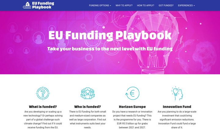 Screenshot ta' eufundingplaybook.fi