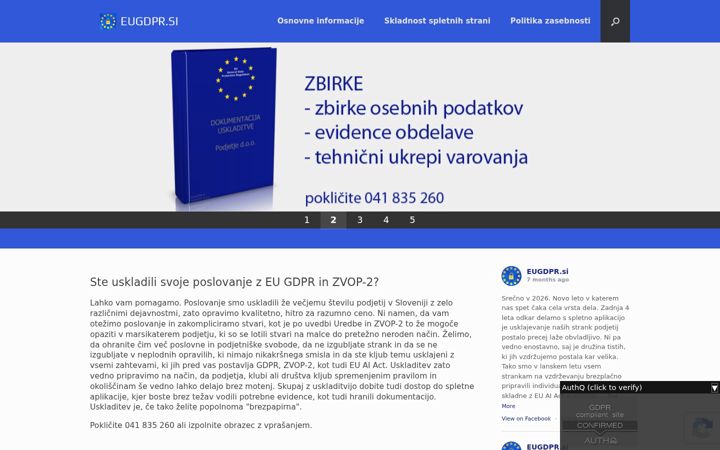 Skärmbild av eugdpr.si