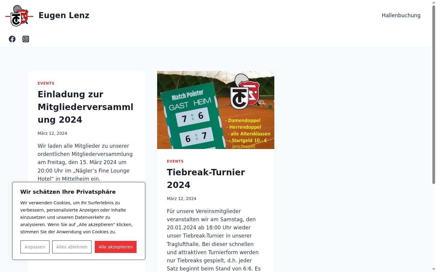Screenshot del banner di consenso mostrato prima di qualsiasi interazione