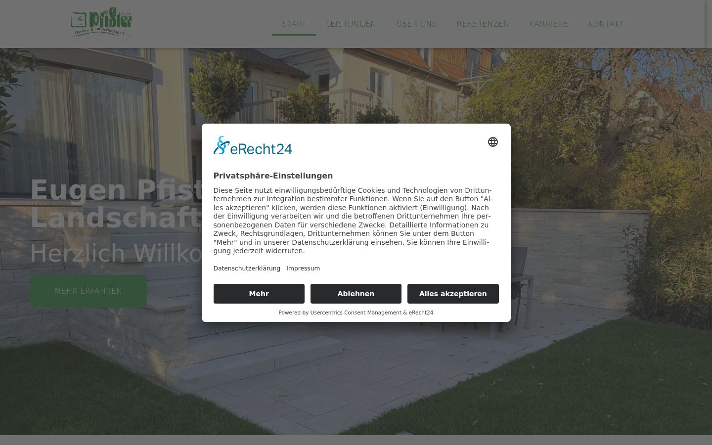 Screenshot del banner di consenso mostrato prima di qualsiasi interazione