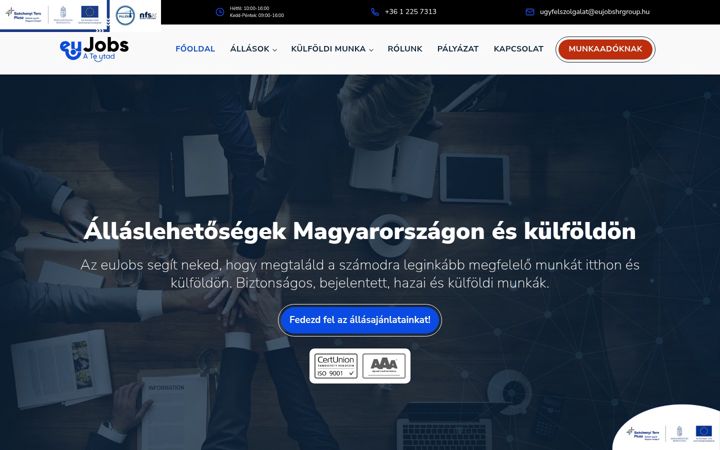 Screenshot di eujobs.hu