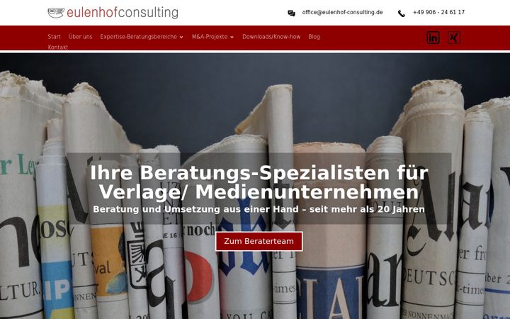 Ekraanipilt saidist eulenhof-consulting.de