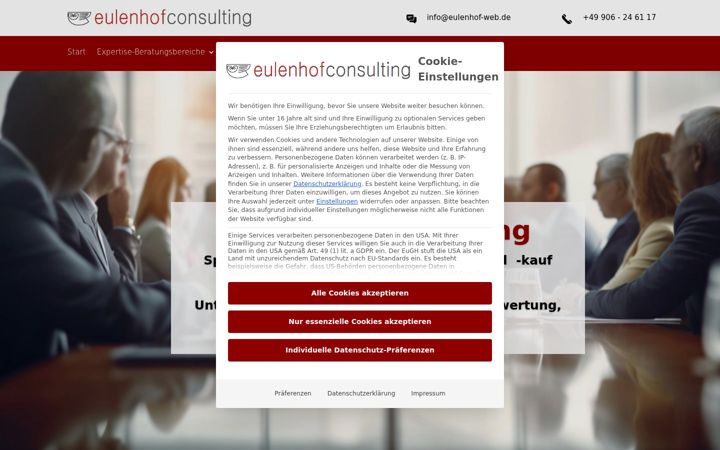 Ekraanipilt saidist eulenhof-web.de