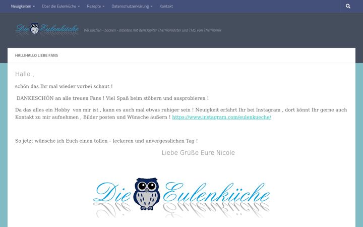 Ekraanipilt saidist eulenkueche.de