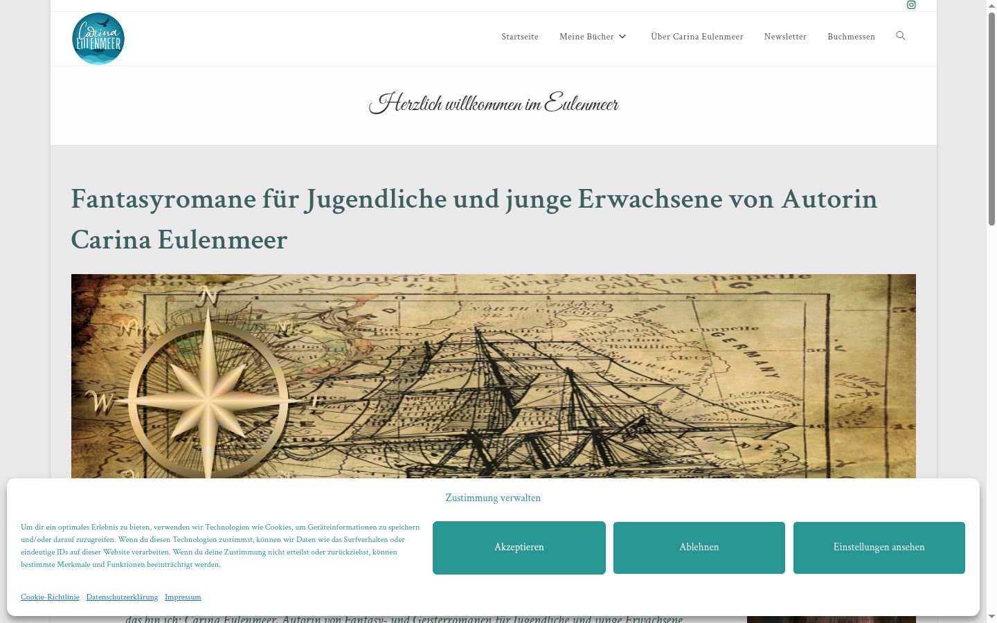 Screenshot des Einwilligungsbanners vor jeglicher Interaktion