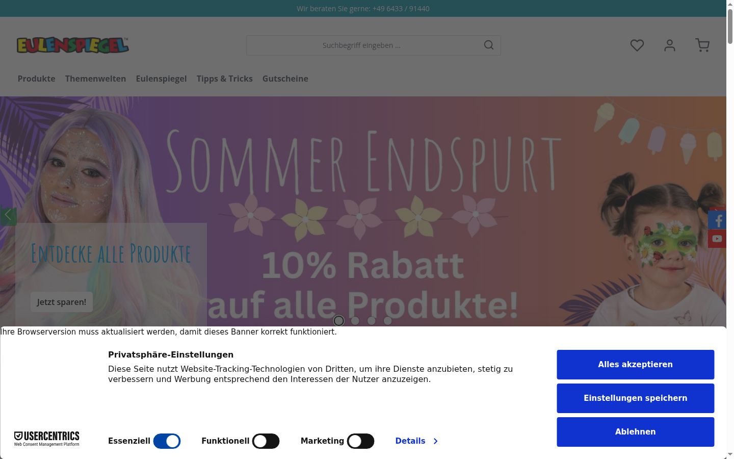 Sutikimo reklamjuostės, rodytos prieš bet kokią sąveiką, ekrano kopija