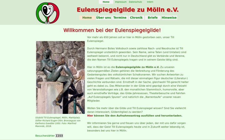 Ekraanipilt saidist eulenspiegelgilde.de