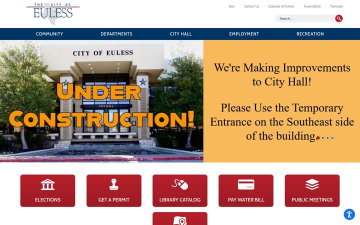 Screenshot of eulesstx.gov