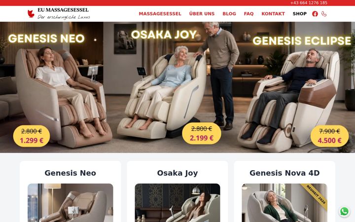 Ekraanipilt saidist eumassagesessel.at