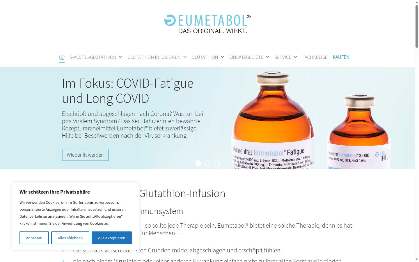 Screenshot des Einwilligungsbanners vor jeglicher Interaktion