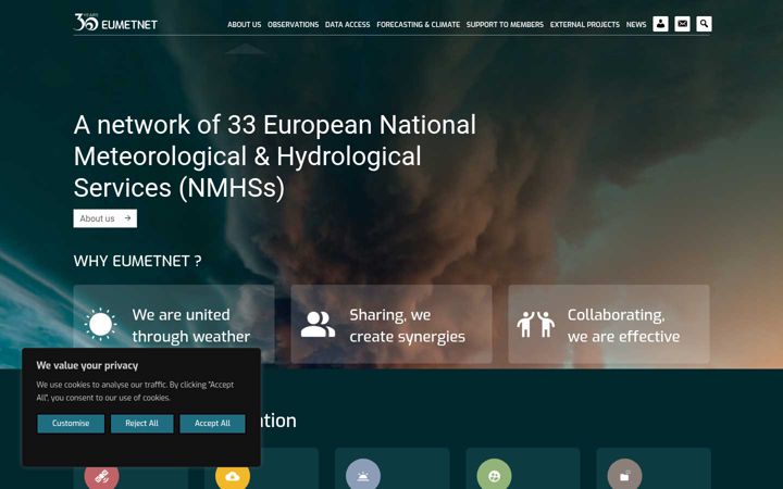 Screenshot of eumetnet.eu