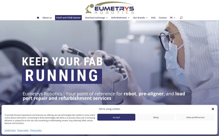 Screenshot of eumetrys-robotics.com