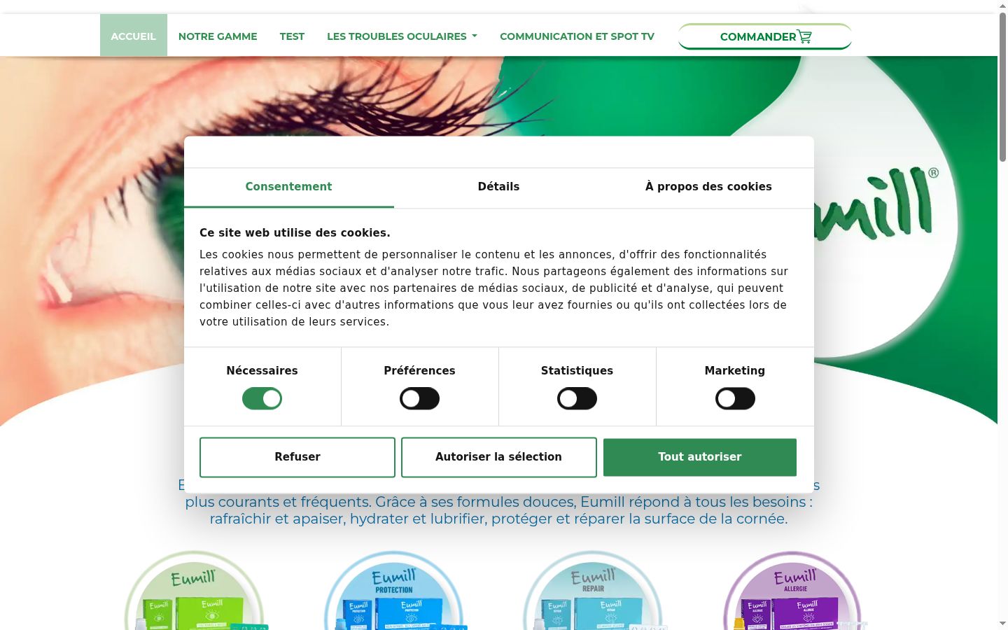 Screenshot del banner di consenso mostrato prima di qualsiasi interazione