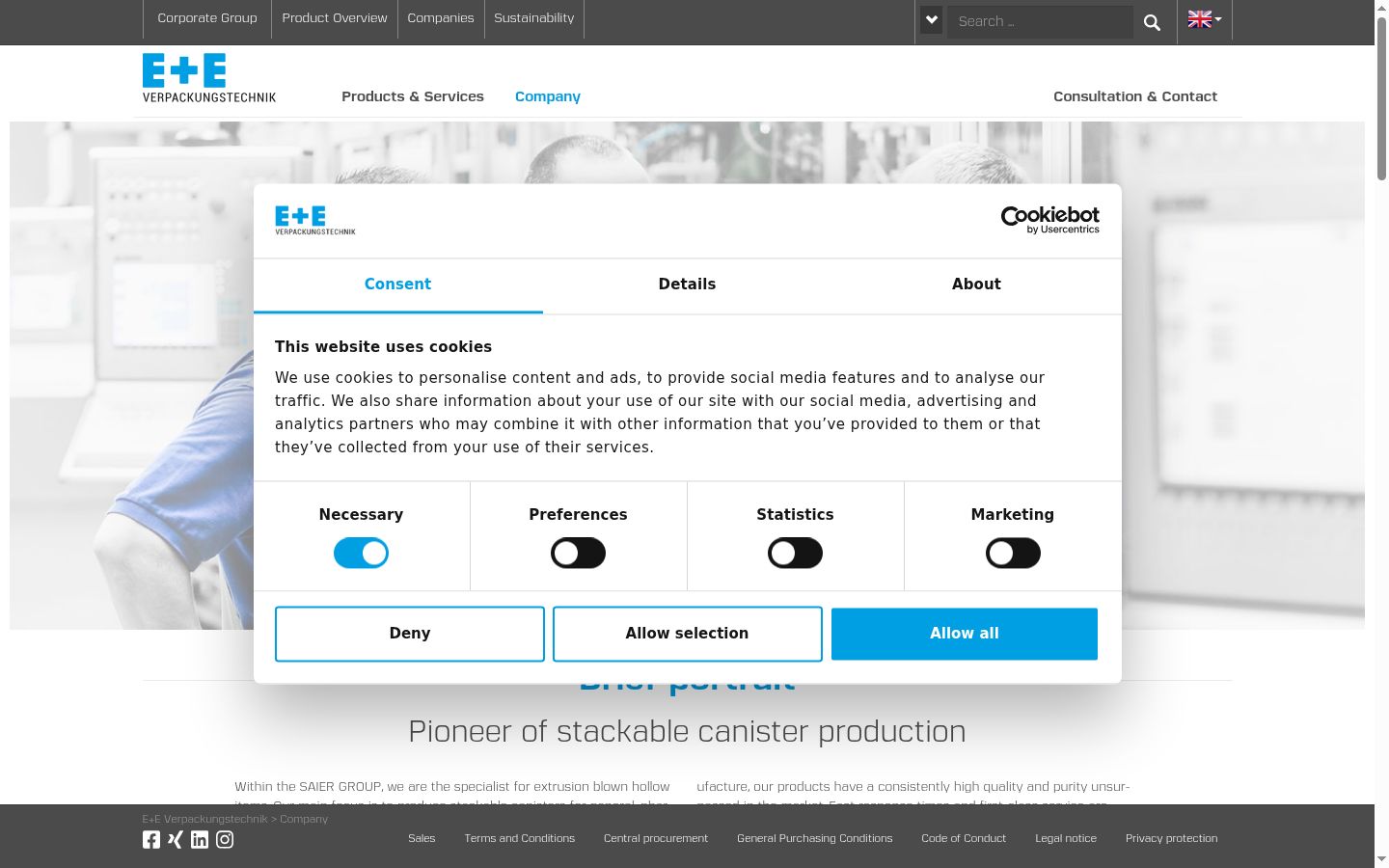 Screenshot del banner di consenso mostrato prima di qualsiasi interazione