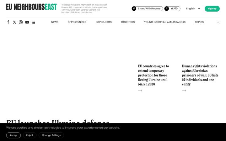 Captură de ecran a euneighbourseast.eu