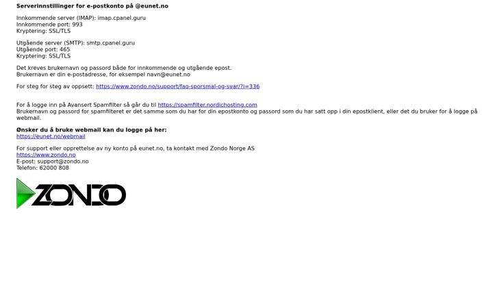 Screenshot of eunet.no