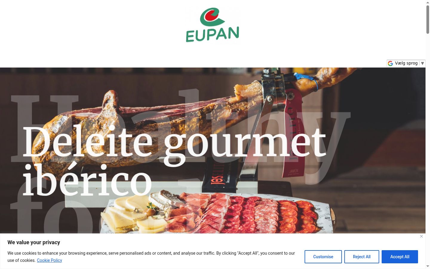 Captura de ecrã do banner de consentimento apresentado antes de qualquer interação