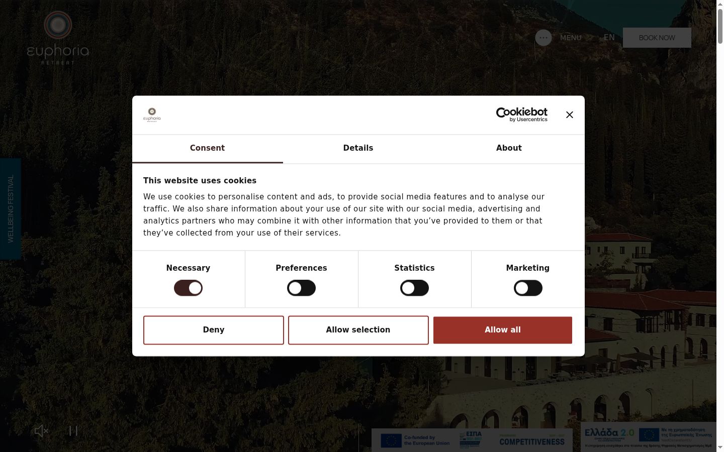 Screenshot del banner di consenso mostrato prima di qualsiasi interazione