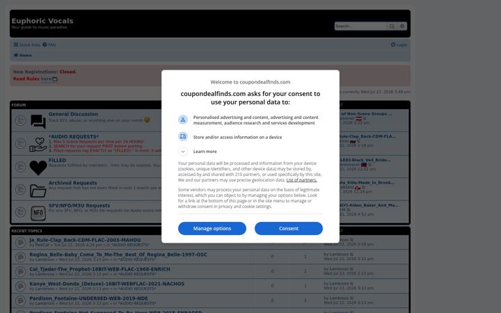 Screenshot of euphoricvocals.com