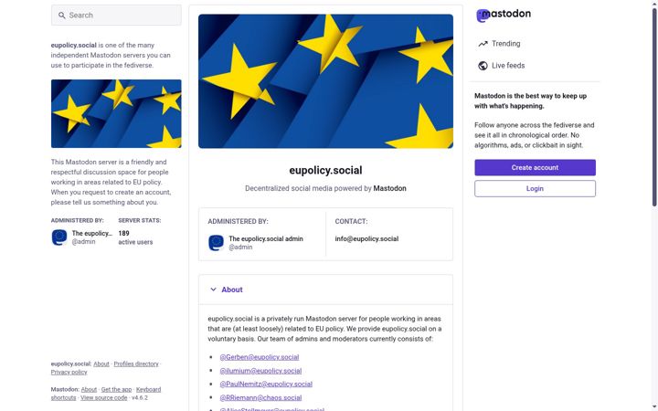 Screenshot of eupolicy.social
