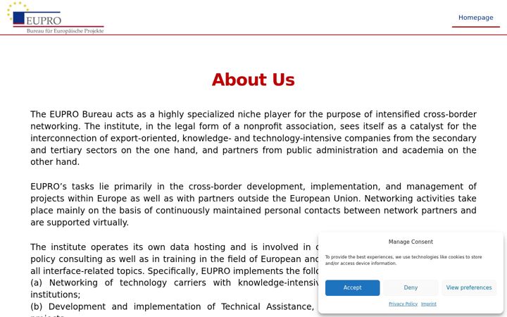 Screenshot of eupro.eu