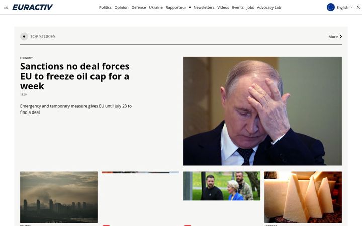 Snímek obrazovky euractiv.com
