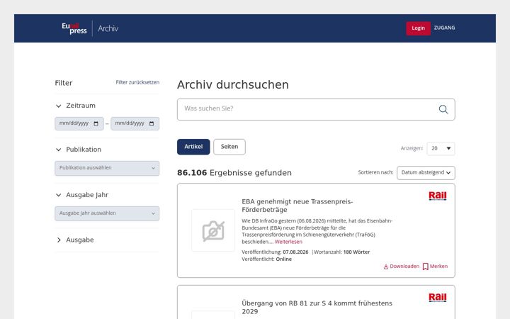 Screenshot of eurailpress-archiv.de