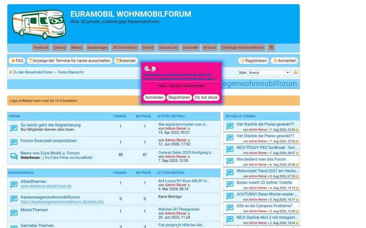Screenshot of euramobilwohnmobilforum.de