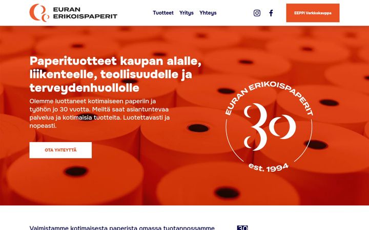 Screenshot ta' euranerikoispaperit.fi