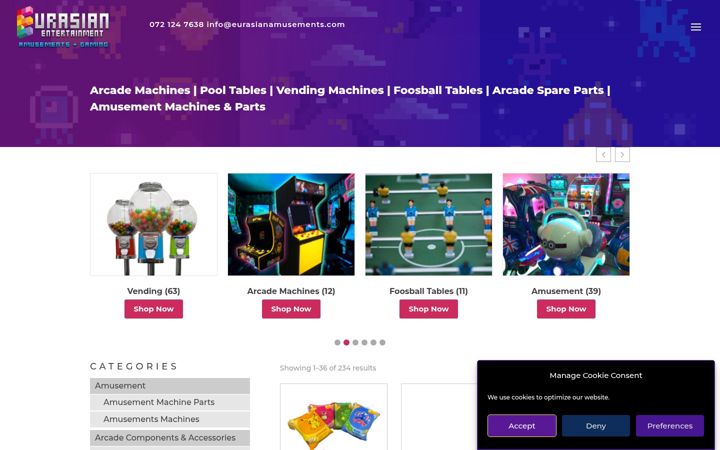 Screenshot of eurasianamusements.com