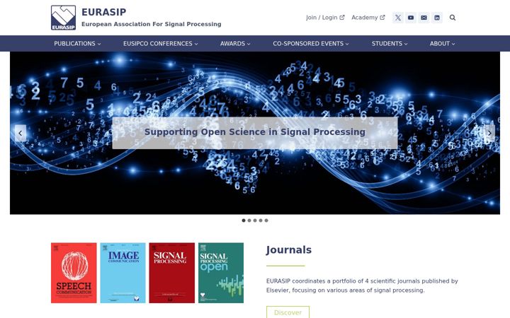 Screenshot of eurasip.org