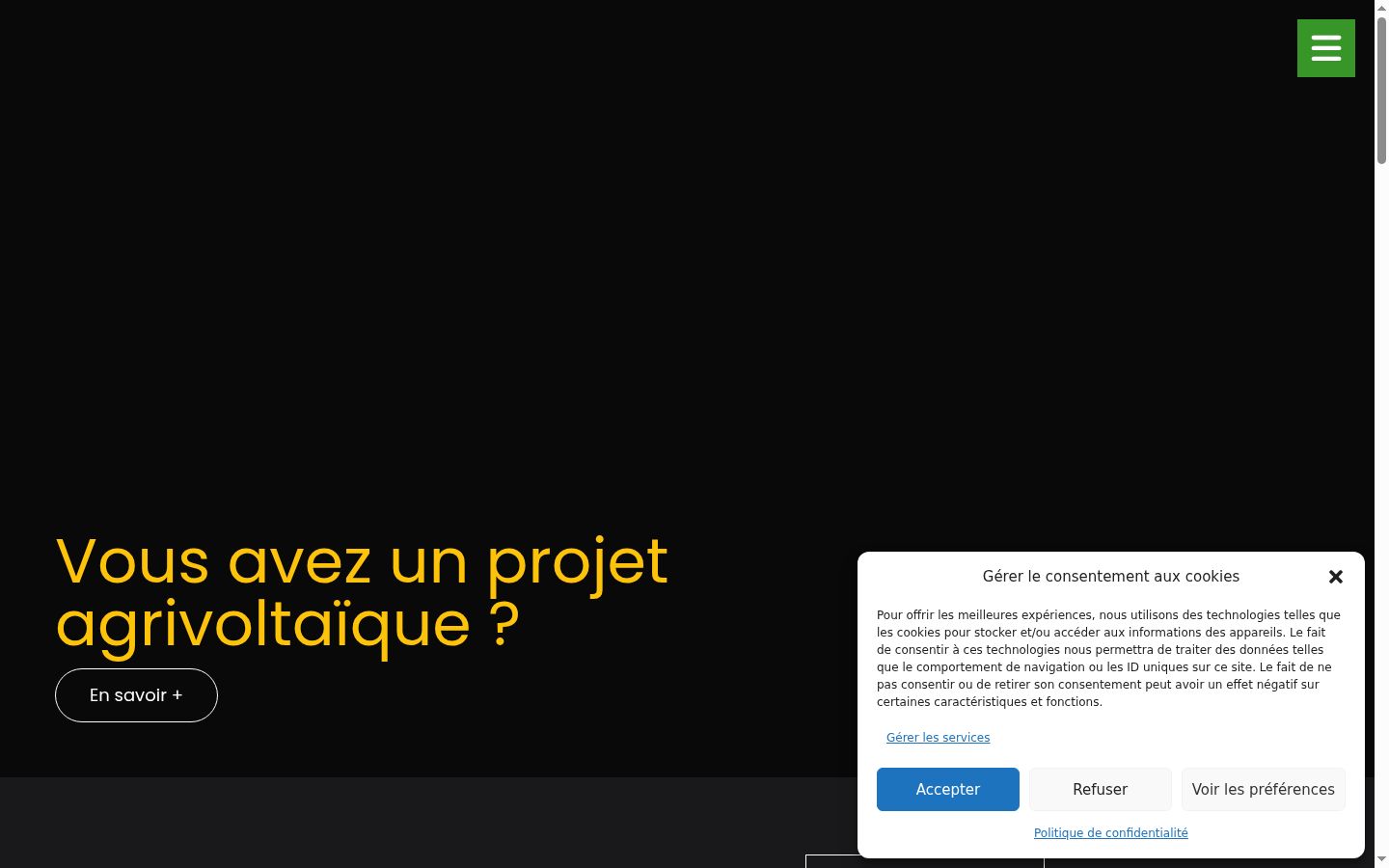Screenshot del banner di consenso mostrato prima di qualsiasi interazione