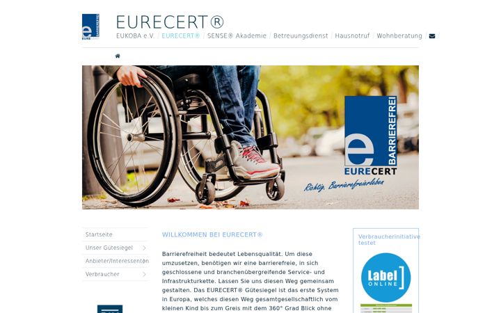 Screenshot of eurecert.de