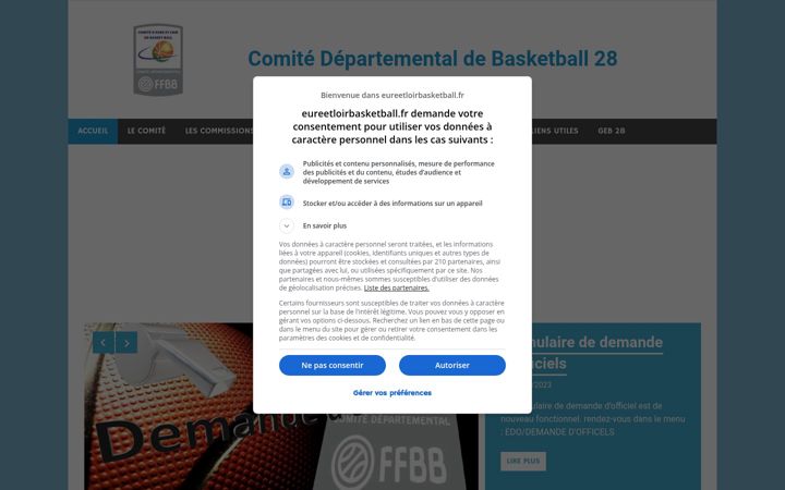 Screenshot di eureetloirbasketball.fr