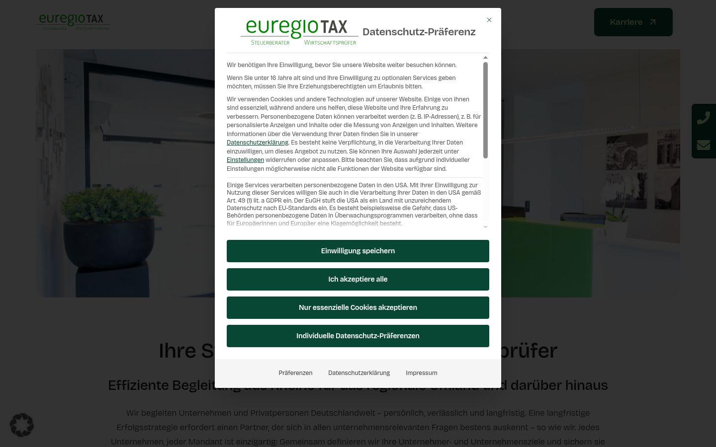 Captură de ecran a bannerului de consimțământ afișat înainte de orice interacțiune