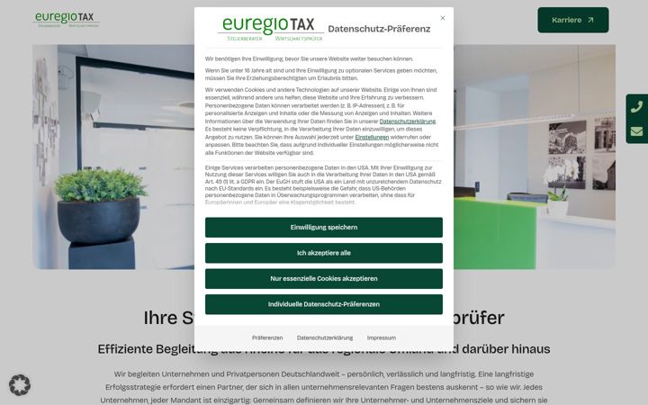 Screenshot of euregio-steuerberatung.de