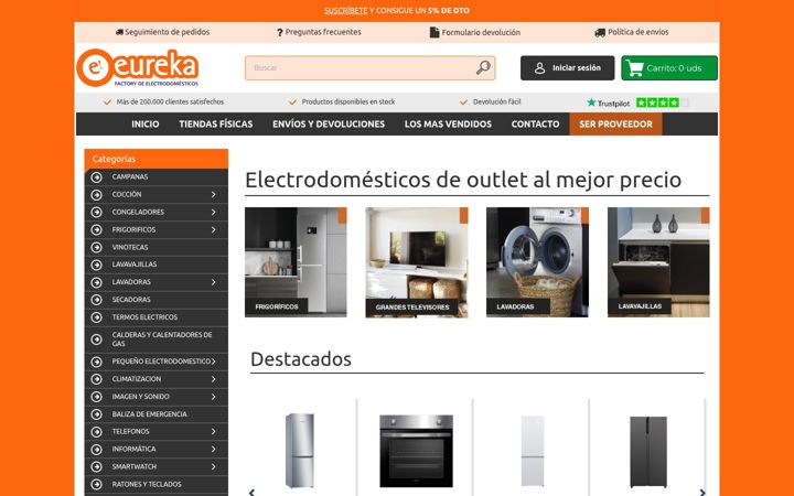 Screenshot ta' eurekaelectrodomesticos.es