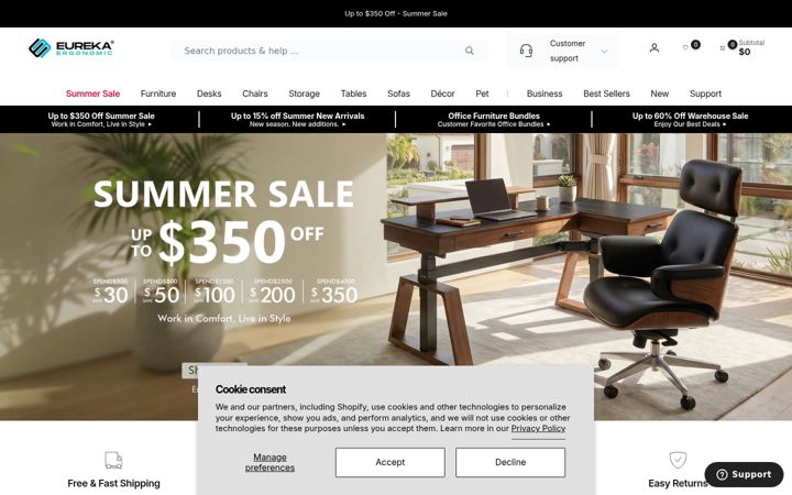 Screenshot of eurekaergonomic.com
