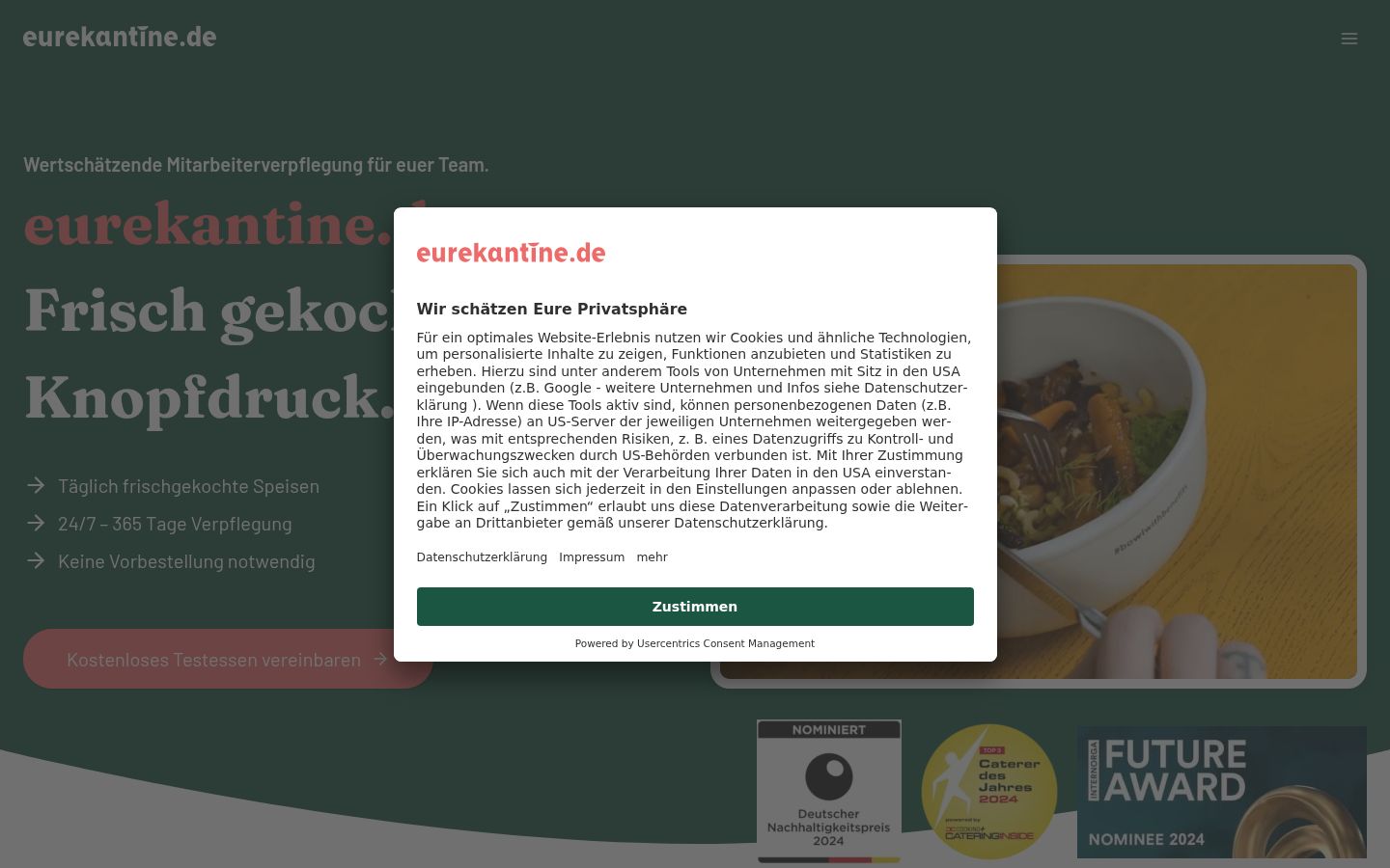 Captura de pantalla del banner de consentimiento mostrado antes de cualquier interacción