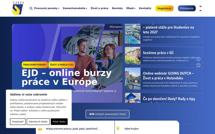 Screenshot von eures.sk
