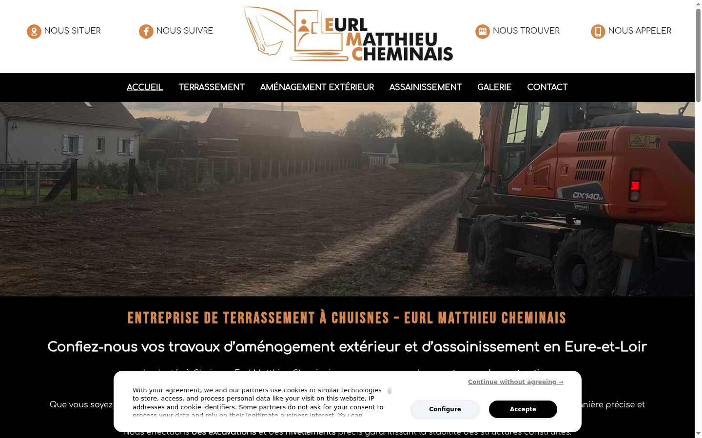 Captura de ecrã do banner de consentimento apresentado antes de qualquer interação