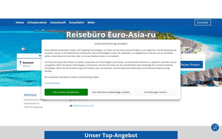 Screenshot van euro-asia-reisen.de