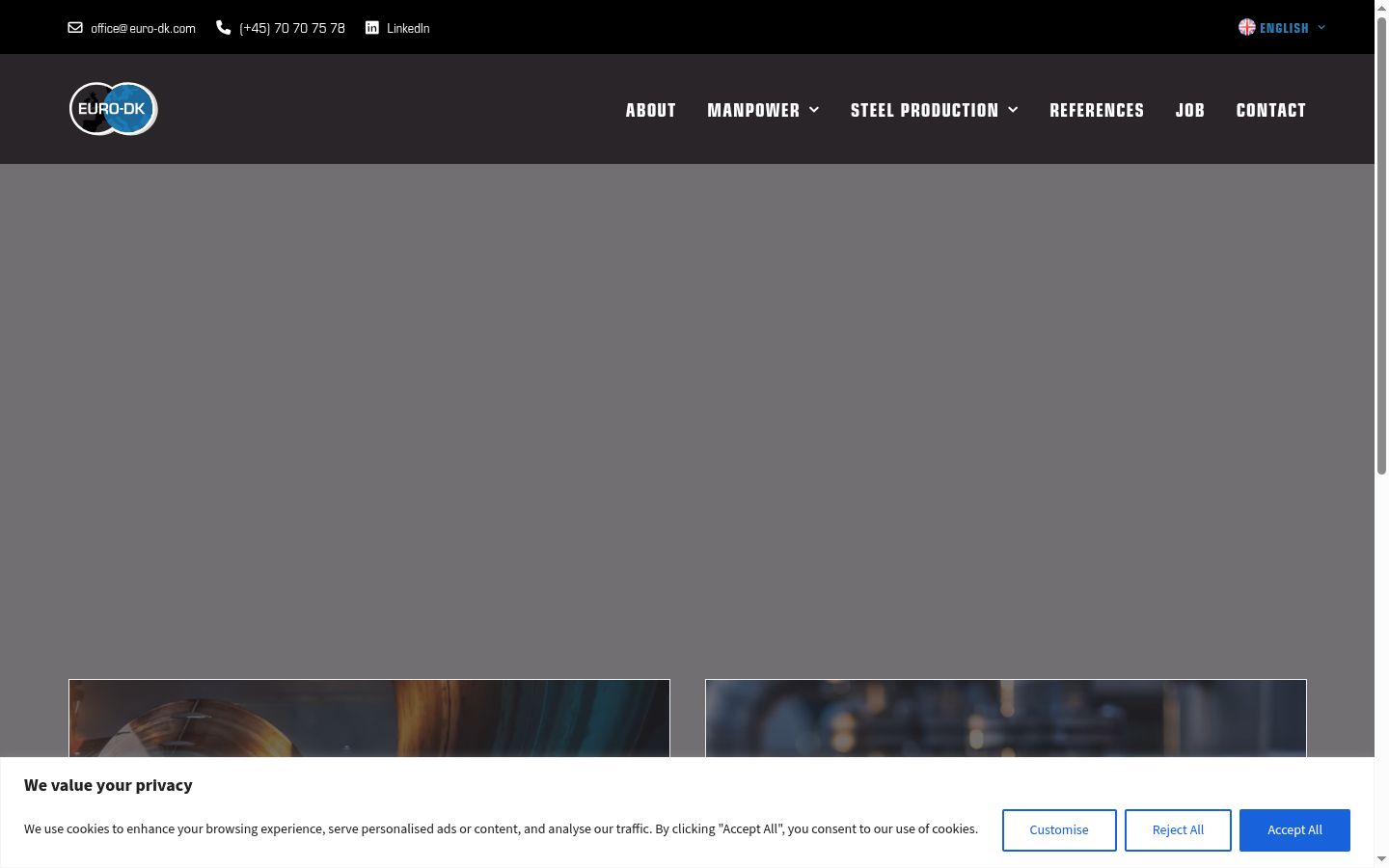 Captura de ecrã do banner de consentimento apresentado antes de qualquer interação