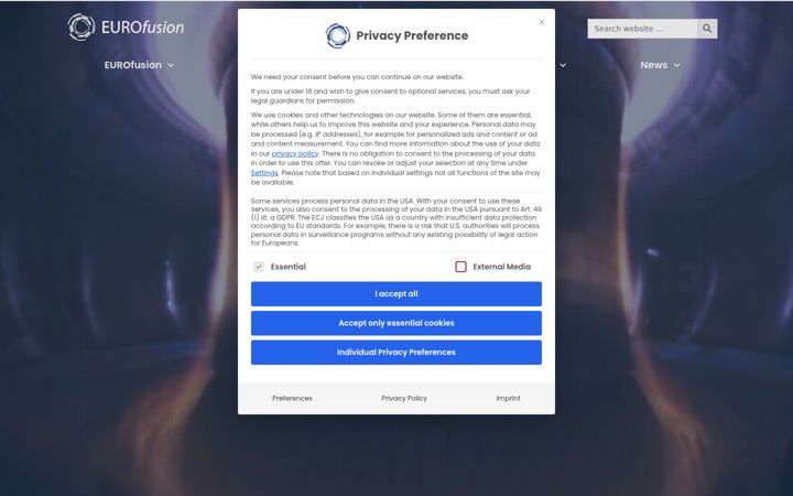 Screenshot of euro-fusion.org