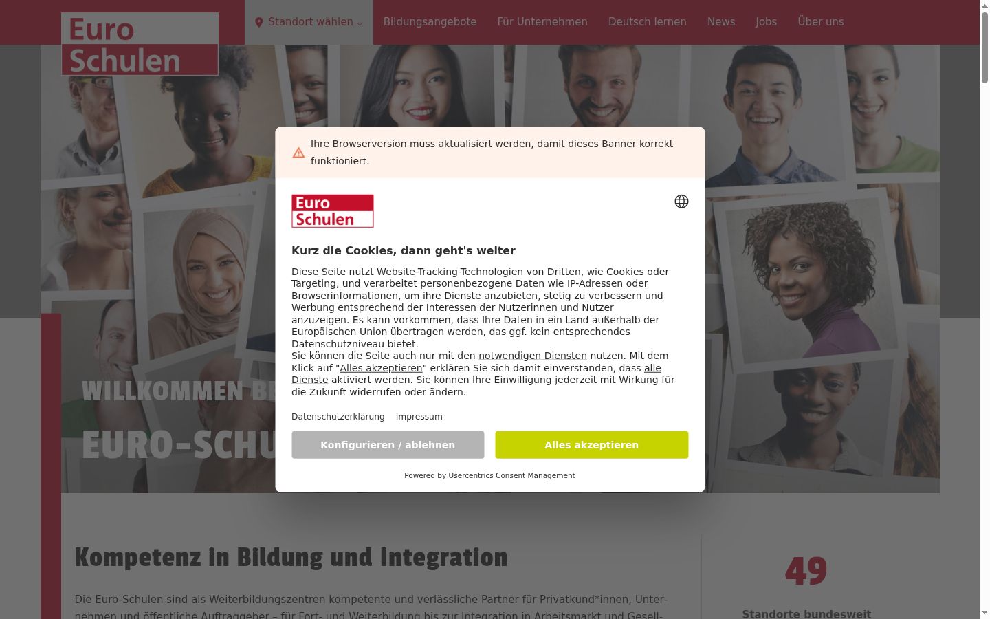 Screenshot of the consent banner shown before any interaction